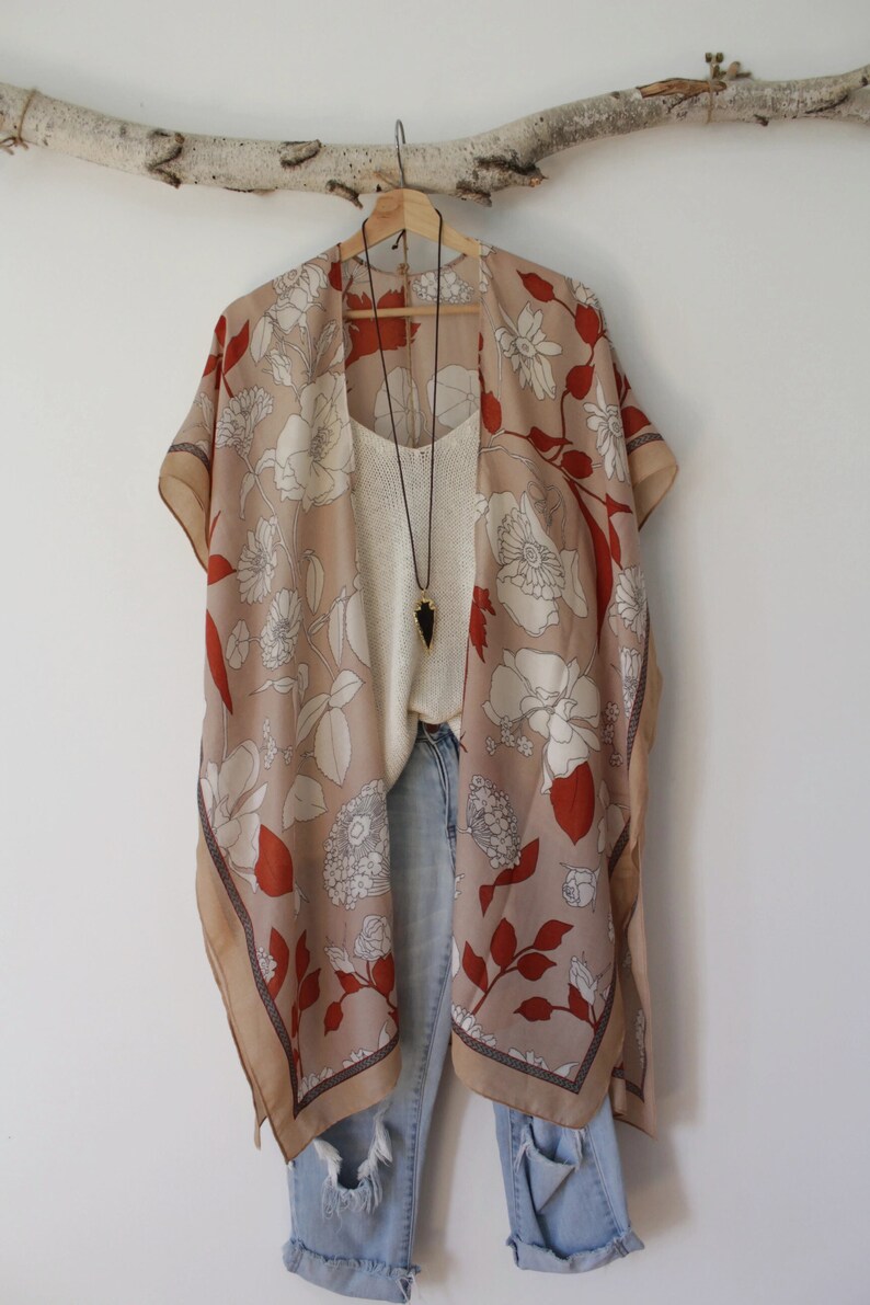Kimono, FALL GARDEN , bohemian kimono, floral image 9