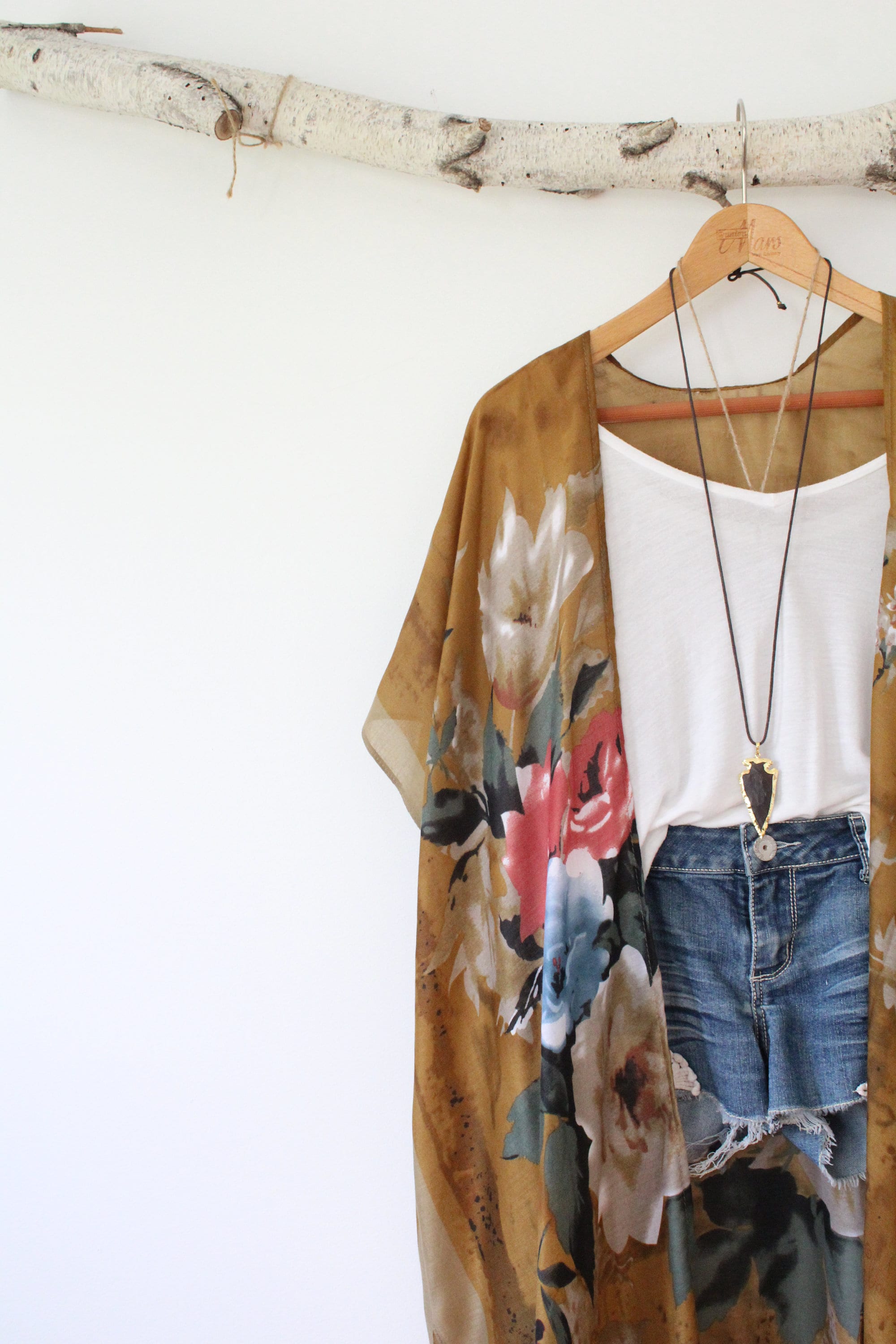 Floral Boho Kimono Robe: Gold Rush Cover-Up