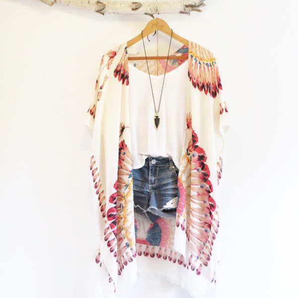 Kimono, SUMMER OF LOVE, boho, boho, vest, soepel vallend, bedekken