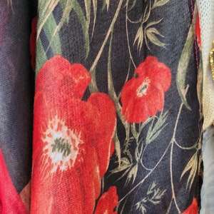 Kimono, COQUELICOTS, Kimono bohème fluide à motif floral, Tunique, tenue de plage, bohème, bohème, floral image 8