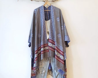 Kimono, MAROC # 32, réversible, veste, manteau, cape, bohème, châle, écharpe d'été, unique, bohème, mariée, demoiselles d'honneur, femme, vêtements