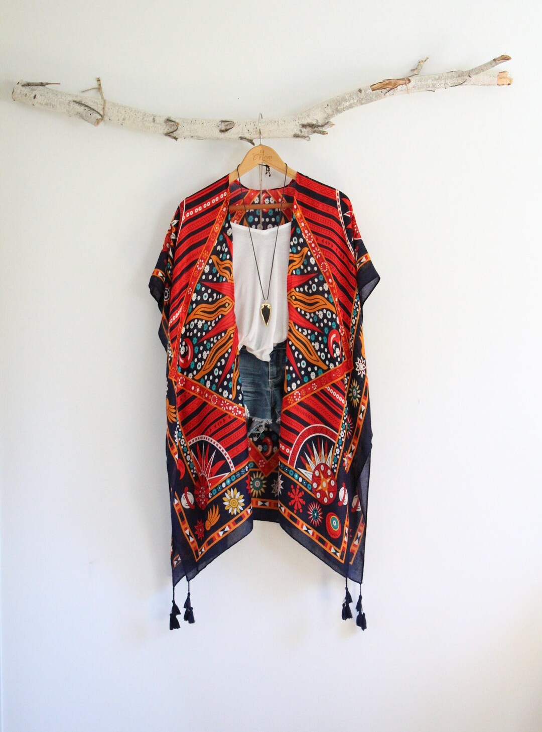 KIMONO WITH TIE BELT LET THE SUN SHINE