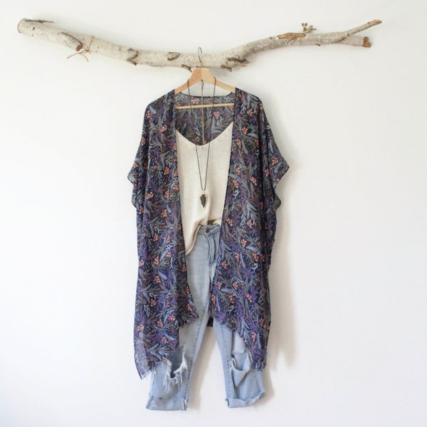 Kimono, PURPLE FOREST , Kimono Boho with floral pattern, Cover-up, beachwear, boho, boho, floral