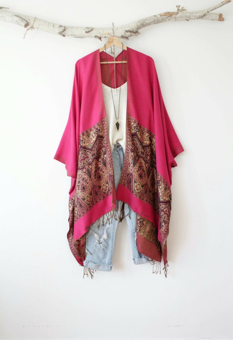 Kimono, MOROCCO 11, reversible, jacket, coat, cape, bohemian, shawl, wrap, summer, unique, boho, bridal, bridesmaids, women, clothing image 1