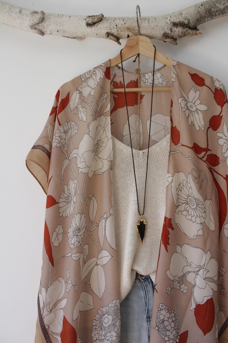 Kimono, FALL GARDEN , bohemian kimono, floral image 3