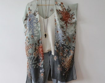Kimono, DALHIA, Flowy Boho Kimono met bloemmotief, Cover-up, strandkleding, boho, boho, bloemen