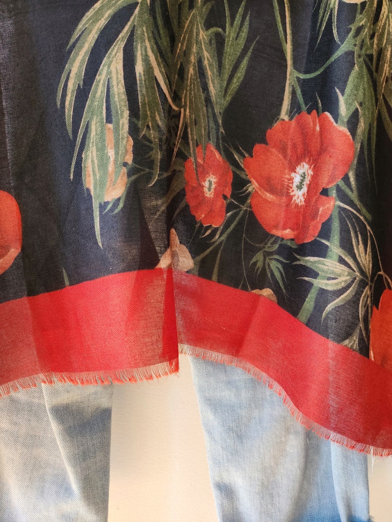 Kimono, COQUELICOTS, Kimono bohème fluide à motif floral, Tunique, tenue de plage, bohème, bohème, floral image 9