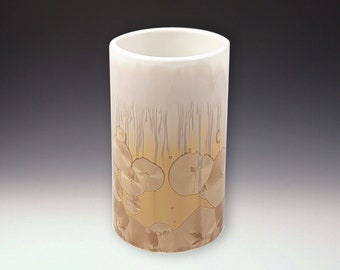 TUMBLER Crystalline Glaze, High Fire Porcelain, Mocha White