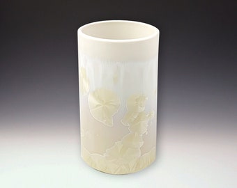 TUMBLER Crystalline Glaze, High Fire Porcelain, Ivory White