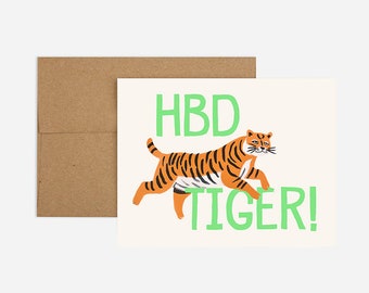HBD Tiger Birthday Greeting Card