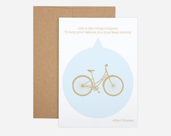 SALE - Einstein Bicycle Birthday Greeting Card