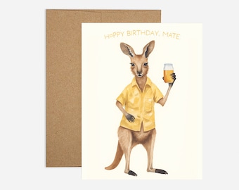 Kangaroo Hoppy Birthday Birthday Greeting Card