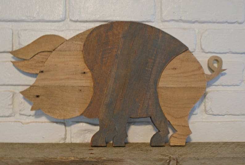 Pig Art Reclaimed Pallet Wood Etsy