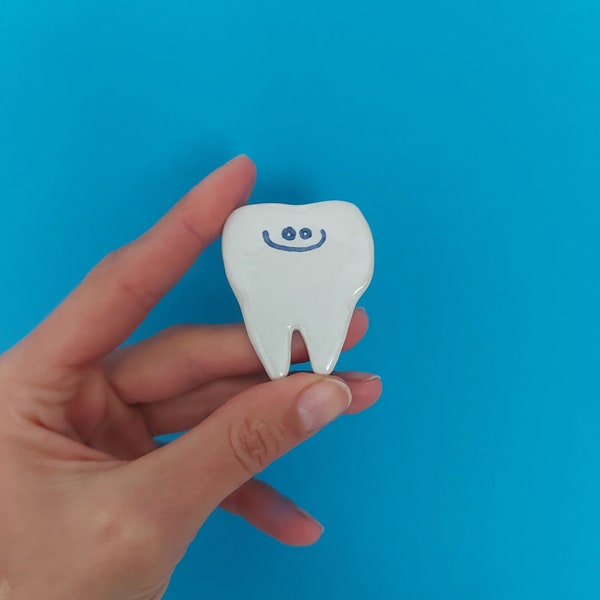happy tooth Zahn Kühlschrankmagnet Magnet Zahnarzt Geschenk Keramik