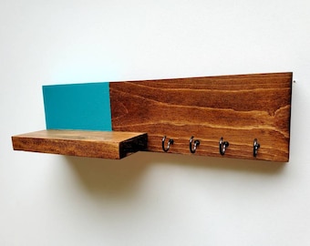 Two Tone Minimalist Key Holder with Shelf