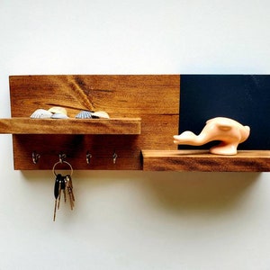 Two-Tone Key Holder with Shelves: Modern Mask Hanger
