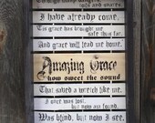 Wooden Plank Sign,  Rustic Christian Decor, Pallet Style Sign, Shadow Box Frame, Amazing Grace How Sweet the Sound, I Once Was Lost