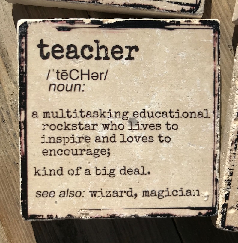 Personalized Stone Coasters Teacher Definition Teacher Gift Set of 4