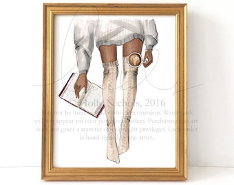 Well-Read (Dark Skin Option, Fashion Illustration Print)