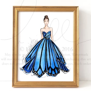 Blue Monarch (Couture Fashion Illustration Print)