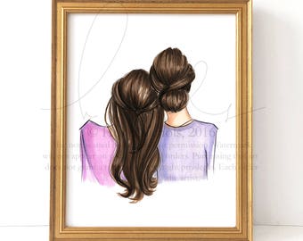 Lean on Me, Multiple Hair Color Options (Fashion Illustration Print)