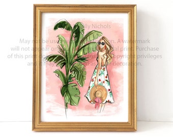Palms on Pink (Fashion Illustration Print)