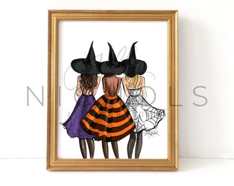 Three Witches (Fashion Illustration Print)