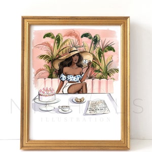 Tropical Cafe (Bermuda Fashion Illustration Print)