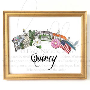 Quin-Zee (Quincy), MA (Two Composition Options, Make Choice in DropDown)(Illustration Print)