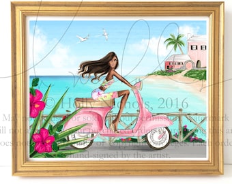 Island Awaits (Choose your Skin Tone/Hair Color) Fashion Illustration Print