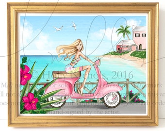 Island Awaits (Pick your skine tone/hair color) Fashion Illustration Print