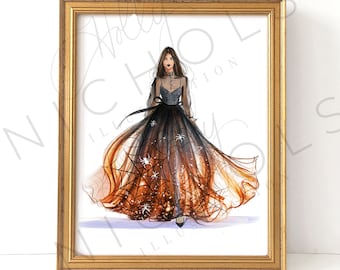 Spiderella (Halloween Fashion Illustration Print)