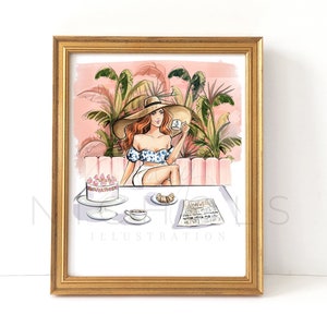 Tropical Cafe (Bermuda Fashion Illustration Print)