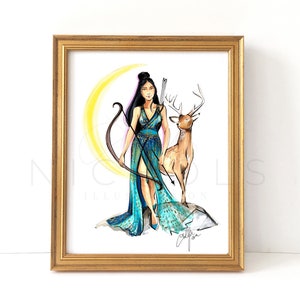 Artemis (Greek Goddess Fashion Illustration Print)