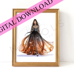 DIGITAL DOWNLOAD Spiderella (Halloween Fashion Illustration Print)
