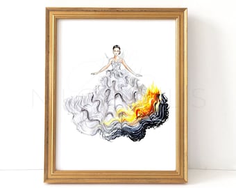 Fire Dress  (Literature-Inspired Fashion Illustration Print)