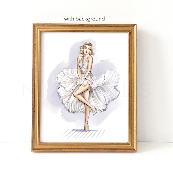 De jeuk (Marilyn Monroe Fashion illustratie afdrukken)