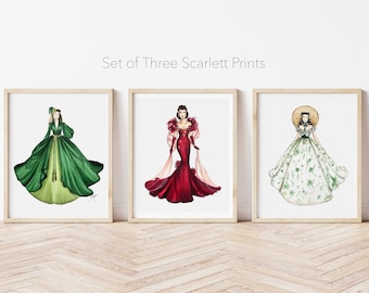 Historic Gowns Fashion Illustration Art Prints - Set of 3 - Etsy