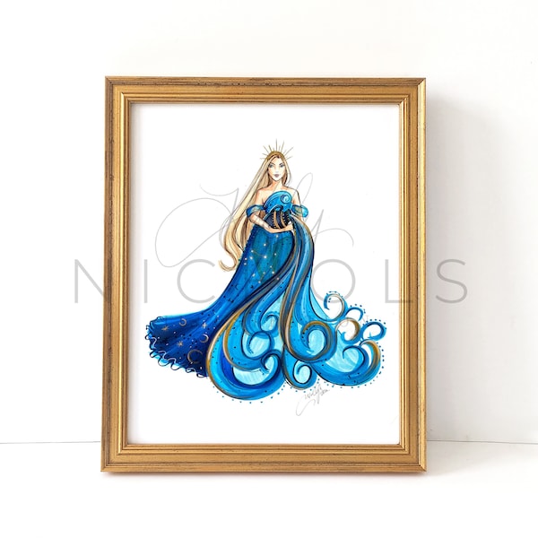 Aquarius Couture, Season One  (Zodiac Fashion Illustration Print)