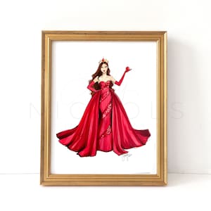 January Birthstone, Garnet (Fashion Illustration Print)
