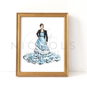 Blue Ruffled Dress (Fashion Illustration Print)