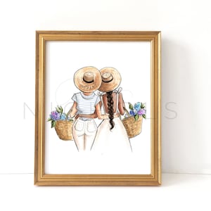 11x14&quot; Mother&#39;s Day Fashion Print, Choose your Skin Tone/Hair Color, Personalize (Fashion Illustration Print)