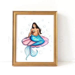 Napping Mermaid (Mastectomy Mermaid Fashion Illustration Print)