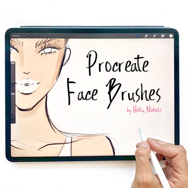 Procreate Face Brush Set of 3 by Holly Nichols / Portrait Brushes / Fashion Illustration / Marker Brush