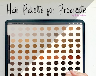 Procreate Hair Palette by Holly Nichols / Three  Sets of Color Swatches, 90 colors total / Blonde, Brunette, Red Hair Fashion Illustration