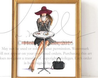 Lady Latte (Choose your Skin Tone) (Fashion Illustration Print)