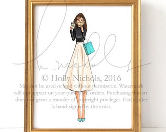 Breakfast with Audrey (Fashion Illustration Print)