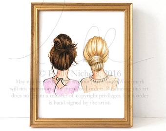 BunDay (Multiple Hair Color Options, Please Read Description Carefully, Fashion Illustration Print)