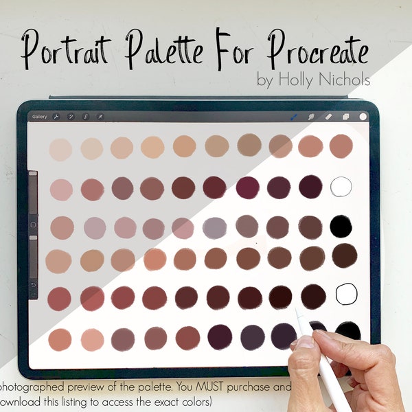 Procreate Portrait Palette by Holly Nichols / Two Sets of Color Swatches, 60 colors total / For Fashion Illustration