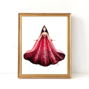 July Birthstone, Ruby (2D Fashion Illustration Print)